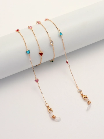 Glasses Chain Alloy Colorful Heart Zircon Anti-lost Eyewear Lanyard Non-slip For Women Fashion Mask Holder Link