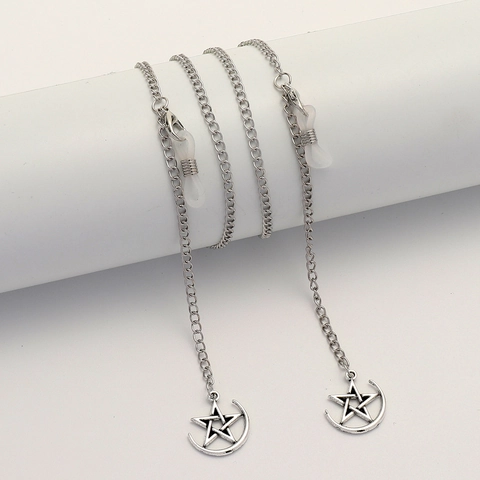 Retro Punk Stern Mond Legierung Metall Brillenkette Anti-Rutsch Sonnenbrillenband Brillenhalter Halskordel
