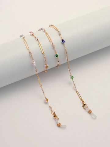 Glasses Chain Colorful Flower Crystal Gold Copper Anti-lost Sunglasses Lanyard For Women Mask Strap Holder