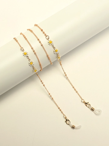 Daisy Enamel Flower Glasses Chain Copper Metal Anti-slip Eyewear Lanyard For Women Decorative Mask Strap Floral Style