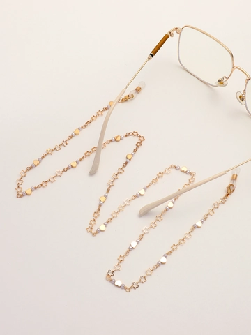 Catena Per Occhiali In Ottone Con Perla Artificial Stella Cava E Ciondolo Cuore Cordino Per Mascherina Oro Accessori Occhiali