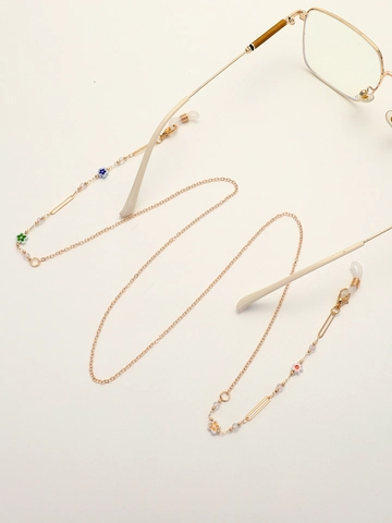 Catena Per Occhiali In Rame Con Cristallo Millefiori Floreale Cordino Da Collo Dorato Per Occhiali Da Sole Maschera Donna