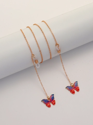 Butterfly Pendant Glasses Chain Gold Metal Anti-Lost Eyewear Strap Colorful Enamel Mask Lanyard Holder Fashion
