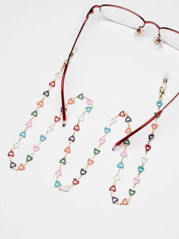 Cadena de Gafas de Corazón Multicolor de Moda Esmalte Goteo de Aceite Oro Metal Gafas Cadena Antideslizante Máscara Cordón Mujer Joyería