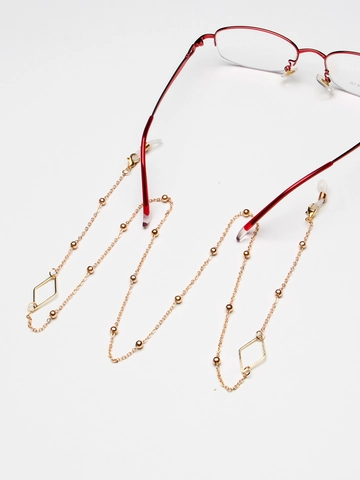Eyeglasses Chain Metal Gold With Rhombus Pendant Beads Anti-Slip Sunglasses Holder Geometric Fashion Accessory Women
