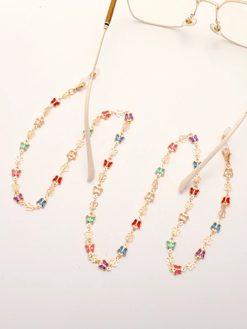Kleurrijke Vlinder Brilketting Antislip Masker Koord Holle Legering Metalen Ketting Voor Vrouwen Mode Accessoire