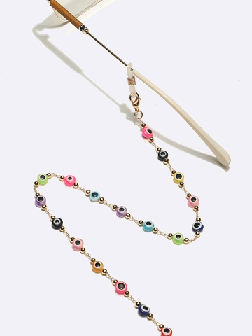 Evil Eye Glasses Chain Colorful Beaded Eyewear Strap Gold Metal Anti-Slip Glasses Holder For Women Men Sunglasses