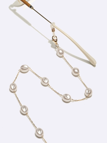Catena Per Occhiali Elegante Perla Artificial Bianca Metallo Oro Cordino Antiscivolo Porta Occhiali Per Donne Moda