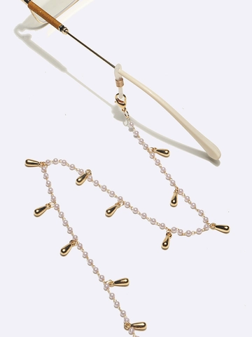 Catena Per Occhiali Elegante Künstliche Perle Artificiali Cordino Antiscivolo Metallo Dorato Pendente Goccia D'acqua Per Donna