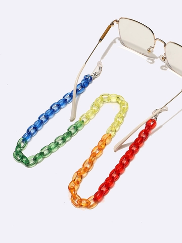 Catena Per Occhiali Acrilico Antiscivolo Colorata Grossa Cordino Per Mascherina Con Passante In Silicone E Chiusura In Metallo