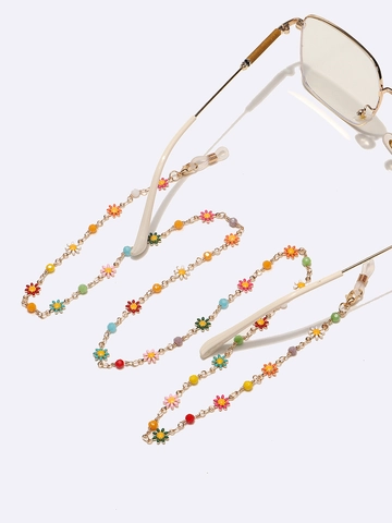 Chaîne De Lunettes Marguerite Émail Colorée Cordon En Cuivre Métallique Anti-Dérapant Pour Lunettes De Soleil Masque Femmes