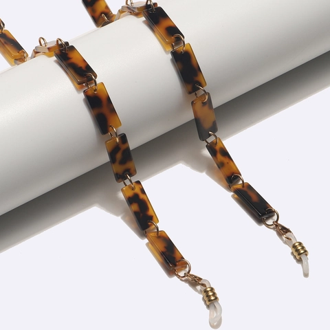 Brillenkoord Lanyard Vintage Schildpad Acryl Hars Legering Antislip Verstelbare Brilriem Voor Dames