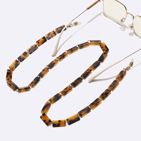 Brillenkoord Lanyard Vintage Schildpad Acryl Hars Legering Antislip Verstelbare Brilriem Voor Dames