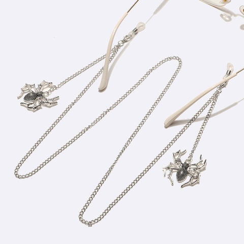Spin Brillenketting Zilver Metaal Punk Zonnebrilkoord Antislip Brilkoord Retro Decoratief Accessoire