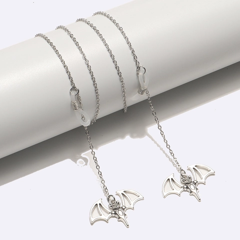 Bat Pendant Glasses Chain Metal Alloy Anti Slip Silver Sunglasses Holder Strap Gothic Punk Decorative Eyewear Accessory