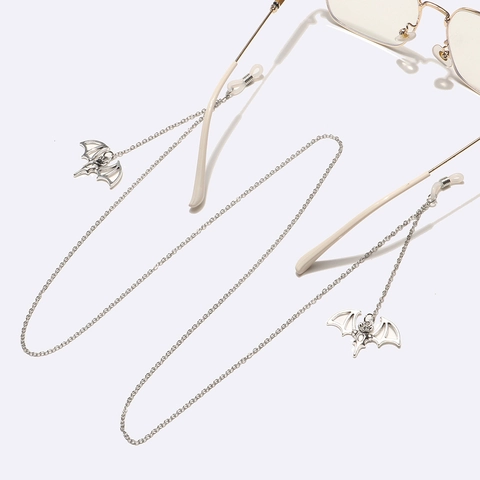 Bat Pendant Glasses Chain Metal Alloy Anti Slip Silver Sunglasses Holder Strap Gothic Punk Decorative Eyewear Accessory