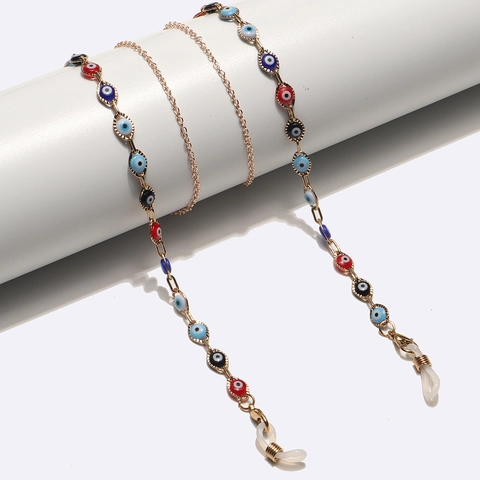 Evil Eye Brillenkette Legierung Metall Bunte Emaille Perlen Anti-Verlust Brillenband Für Damen Mode Boho Stil