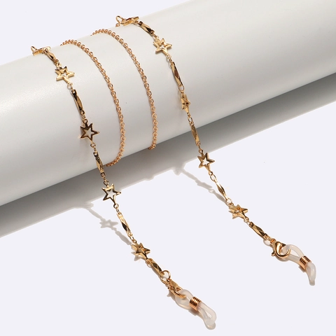 Brillenketting Ster Maan Hanger Koper Metaal Holle Brillenriem Goud Antislip Siliconen Lus Mode Maskerkoord