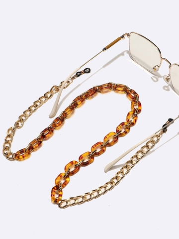 Fashion Acrylic Leopard Print Glasses Chain For Women Gold Metal Link Anti-Slip Eyewear Strap Decorative Face Mask Holder Necklace