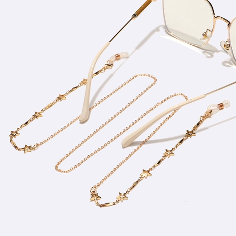 Brillenketting Ster Maan Hanger Koper Metaal Holle Brillenriem Goud Antislip Siliconen Lus Mode Maskerkoord