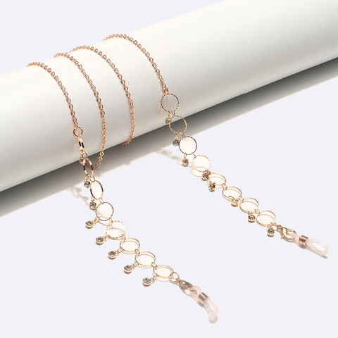 Catena Per Occhiali In Metallo Dorato Cerchio Tondo Strass Cordino Per Occhiali Antiscivolo Accessorio