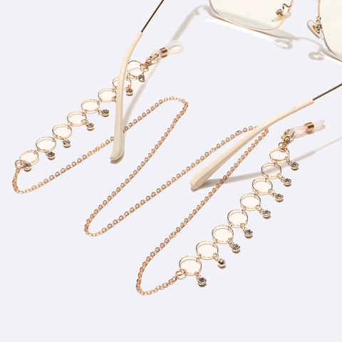 Catena Per Occhiali In Metallo Dorato Cerchio Tondo Strass Cordino Per Occhiali Antiscivolo Accessorio