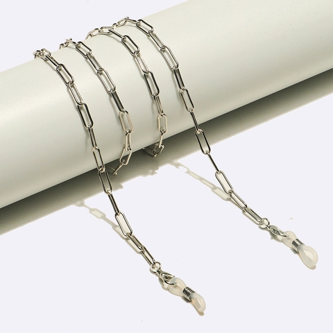 Brillenkoord Zilver Metaal Rechthoekige Schakels Antislip Brillenhouder Voor Dames Heren Mode Minimalistisch