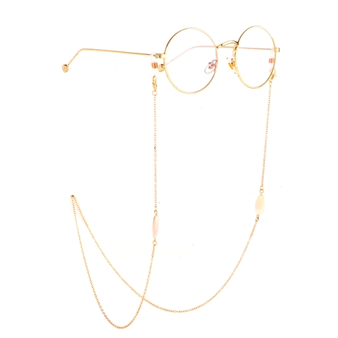 Cadena De Gafas Oro Metal Con Colgantes De Concha Gota Blanca Cordón Antideslizante Para Gafas Accesorio Elegante