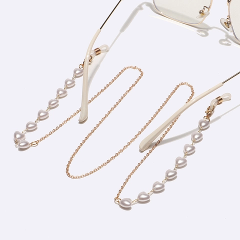 Catenella Per Occhiali Con Cuore Perla Artificial Sintetica E Metallo Rame Cordino Antiscivolo Per Donna Elegante Decorativo