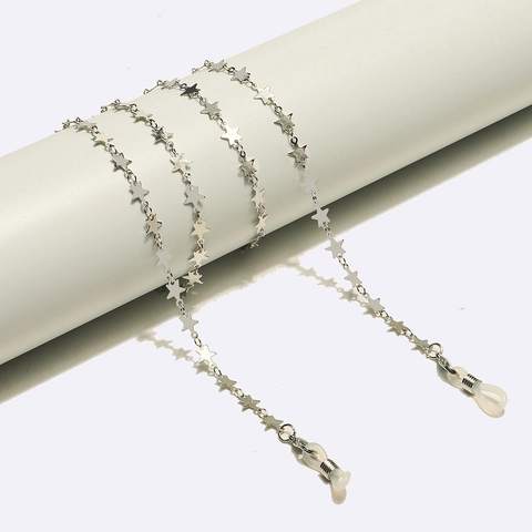 Star Eyeglass Chain Metal Anti-Slip Sunglasses Strap Holder Decorative Neck Cord For Reading Glasses Silver Color