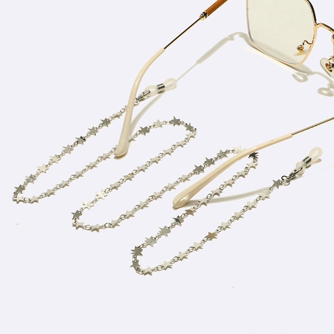 Star Eyeglass Chain Metal Anti-Slip Sunglasses Strap Holder Decorative Neck Cord For Reading Glasses Silver Color