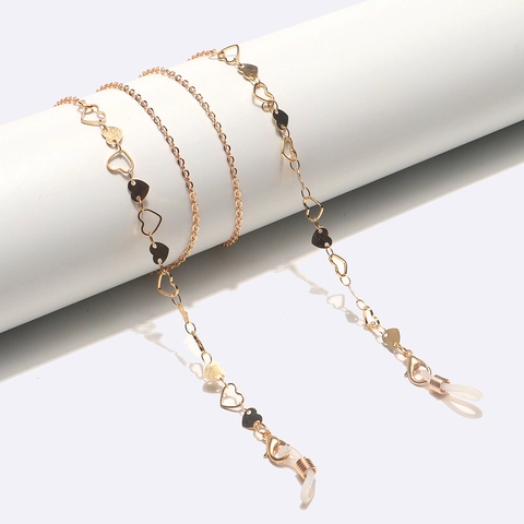 Cadena De Gafas De Cobre Con Forma De Corazón Cordón Antideslizante Oro Piezas Huecas Accesorio De Gafas Moda Para Mujeres