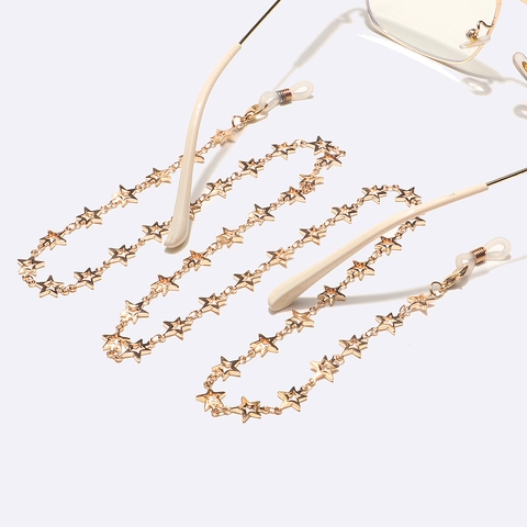 Fashion Gold Glasses Chain Alloy Hollow Star Sunglasses Strap Metal Anti-Lost Eyewear Cord For Women