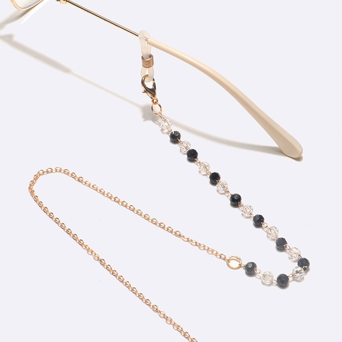 Beaded Glasses Chain Alloy Metal Sunglasses Strap Anti-Slip Silicone Loops Neck Cord For Women Travel Elegant Golden