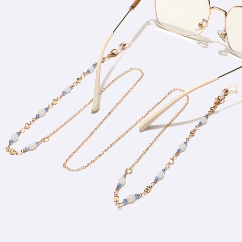 Beaded Glasses Chain Gold Metal With Crystal Beads Non-Slip Eyeglass Holder Strap Anti-Lost Sunglass Cord Travel Accessory