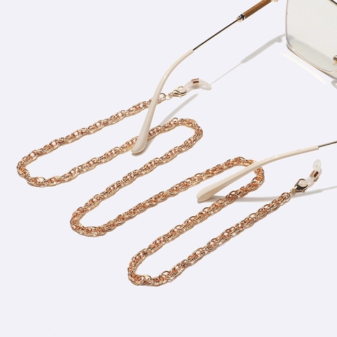 Brillenketting Goud Metaallegering Gevlochten Brillenkoord Antislip Riem Houder Voor Zonnebrillen Modieus Accessoire