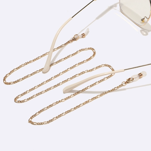 Gold Metal Figaro Chain Glasses Strap Anti-slip Adjustable Silicone Connector Eyewear Lanyard For Women Fashion Sunglasses