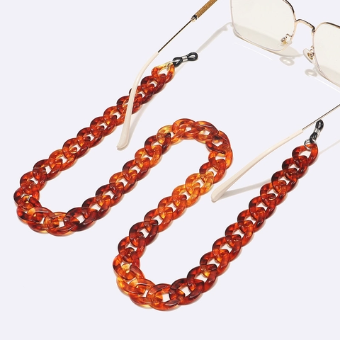 Retro Amber Schildpad Acryl Brillenketting Antislip Zonnebrilkoord Brillenkoord Houder Decoratieve Nekkabel