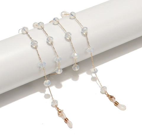 Fashion Eyeglasses Chain With Opal Style Beads Metal Anti Slip Mask Lanyard Decorative Neck Strap For Women