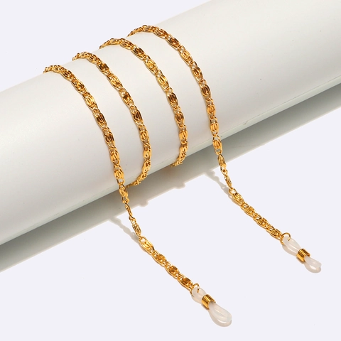 Metalen Brillenketting Goud Verguld Antislip Brillenband Met Siliconen Lussen Anti Verlies Nekkoord Houder