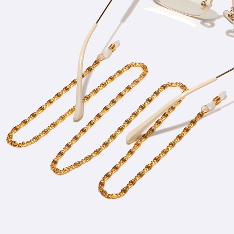 Metalen Brillenketting Goud Verguld Antislip Brillenband Met Siliconen Lussen Anti Verlies Nekkoord Houder