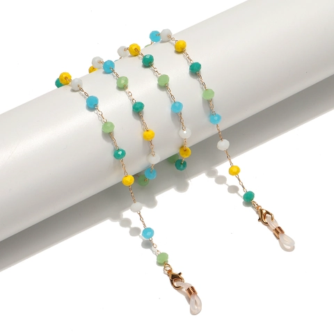 Handmade Colorful Faceted Beads Glasses Chain Anti-Slip Eyewear Strap Metal Sunglasses Cord Holder For Women Fashionable