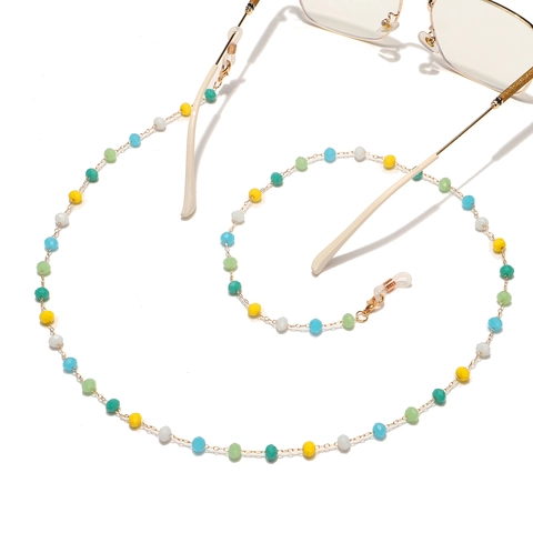 Handmade Colorful Faceted Beads Glasses Chain Anti-Slip Eyewear Strap Metal Sunglasses Cord Holder For Women Fashionable