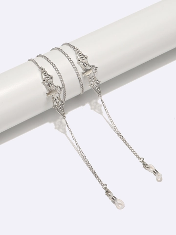 Metal Glasses Chain Bat Pendants Anti-Slip Eyewear Strap Holder Gothic Silver Halloween Accessory