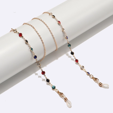 Fashion Glasses Chain Lanyard Metal Colorful Rhinestone Anti Slip Eyewear Holder Neck Strap Women Sunglasses Reading Glasses