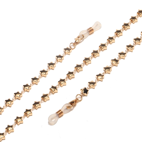 Star Shaped Gold Color Metal Glasses Chain With Anti-slip Silicone Loops Eyewear Strap Holder For Sunglasses