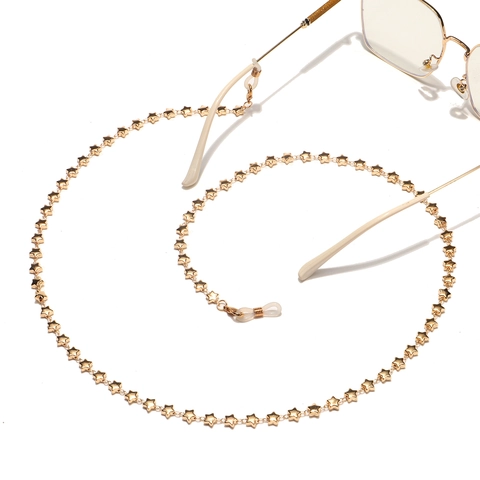Star Shaped Gold Color Metal Glasses Chain With Anti-slip Silicone Loops Eyewear Strap Holder For Sunglasses