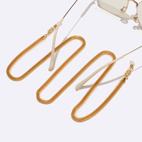 Metal Glasses Chain Non-slip Eyeglass Strap Cord Mask Holder Thick Braided Link Neck Strap Gold Tone For Women Men