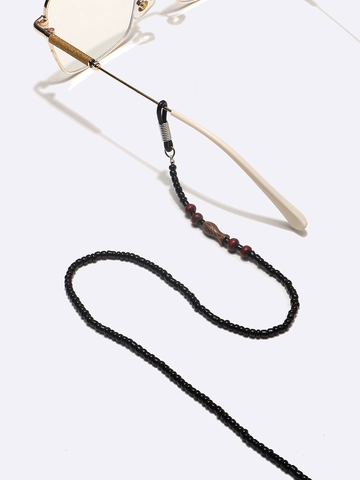 Vintage Beaded Glasses Chain Non Slip Eyeglass Lanyard Strap With Wood Beads Metal Clips For Sunglasses