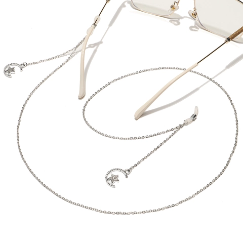 Punk Star Moon Glasses Chain Alloy Rhinestone Anti Slip Eyewear Strap Holder Decorative Sun Glasses Cord For Women